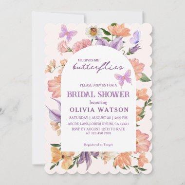 He gives me Butterflies Bridal Shower Invitations
