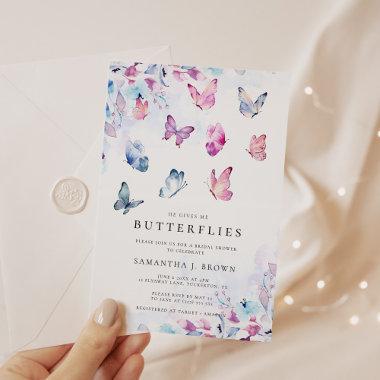 He Gives Me Butterflies Bridal Shower Invitations