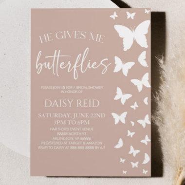 He Gives Me Butterflies Butterfly Bridal Shower Invitations