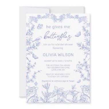 He Gives Me Butterflies Chinoiserie Bridal Shower Invitations