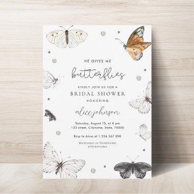 He Gives Me Butterflies Delicate Bridal Shower Invitations