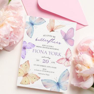 He gives me butterflies | Elegant Bridal Shower Invitations