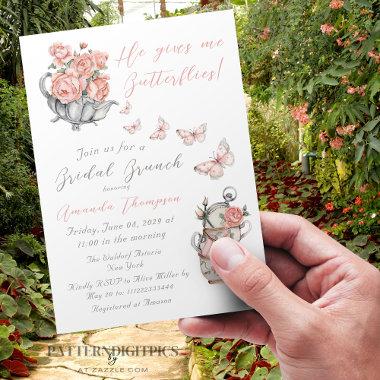 He Gives Me Butterflies Magical Tea Floral Shower Invitations