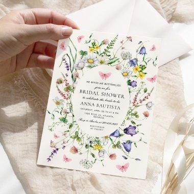 He Gives Me Butterflies Pretty Floral Bridal Showe Invitations