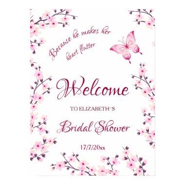 He Gives Me Butterflies Sakura Bridal Shower Poster