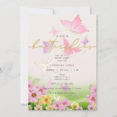 He Gives Me Butterflies Wildflowers Bridal Shower Invitations