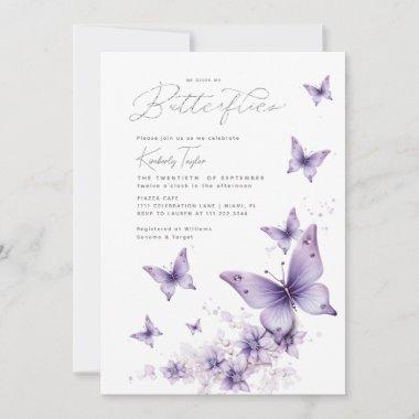 He Gives Me Purple Butterflies Bridal Shower Invitations