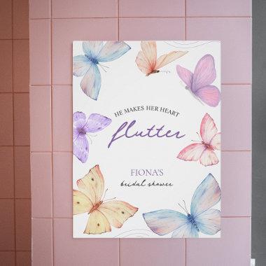 He makes her heart flutter | Elegant Bridal Shower Poster