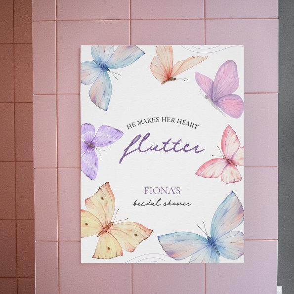 He makes her heart flutter | Elegant Bridal Shower Poster