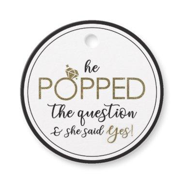 He Popped The Question Circle Favor Tag