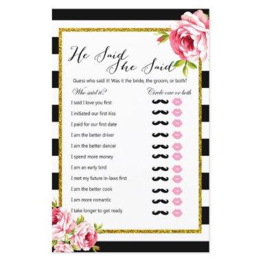 He Said She Said - Bridal Shower Game