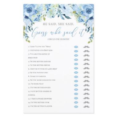 He said she said  game blue floral