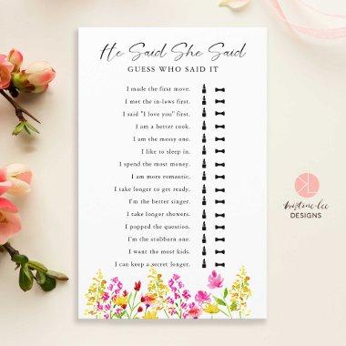 He Said She Said Bridal Shower Game Wildflowers