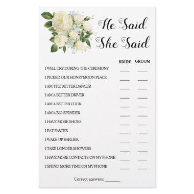 He Said She Said Couples Shower Game  Flyer
