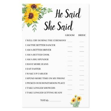He Said She Said Sunflower  Game  Flyer