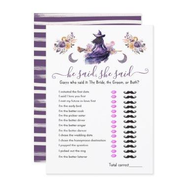 He Said, She Said Witch hitch Bridal Shower game Invitations