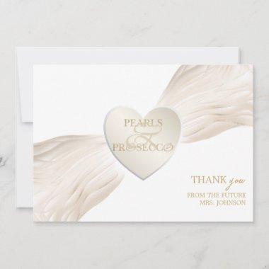 Heart Ampersand Pearls & Prosecco Bridal Shower Thank You Invitations