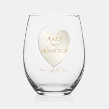 Heart Ampersand Pearls Prosecco Chic  Stemless Wine Glass