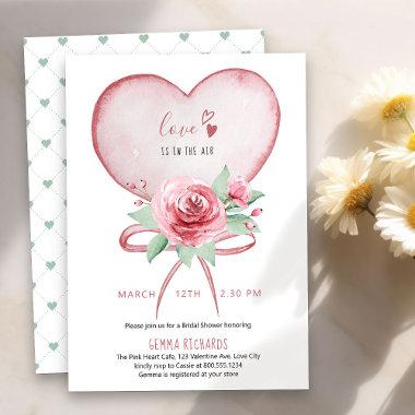 Heart and Roses Love is in the Air Bridal Shower I Invitations