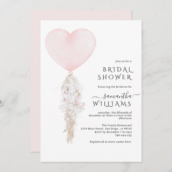 Heart Balloon minimalist modern Bridal Shower Invitations