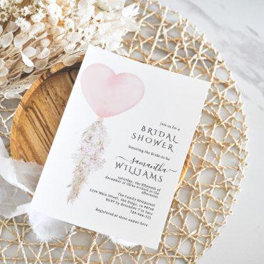 Heart Balloon minimalist modern Bridal Shower Invitations