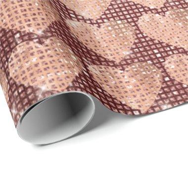 Heart Blush Pink Rose Gold Glam Burgundy Sparkly Wrapping Paper