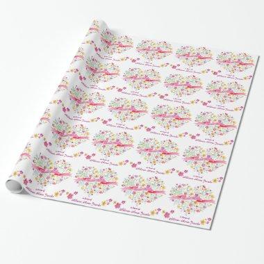 Heart bouquet flowers custom  wrap wrapping paper