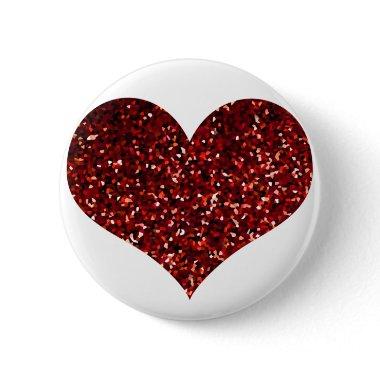 Heart Glittery Red Glitter Sparkle Pattern Wedding Button