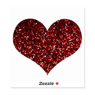 Heart Glittery Red Glitter Sparkle Pattern Wedding Sticker
