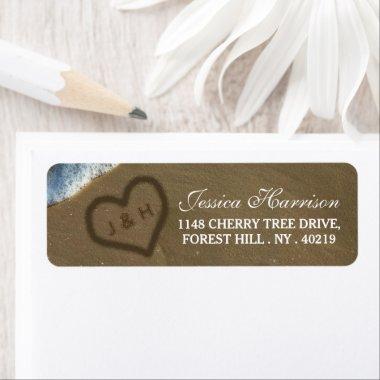 Heart In The Sand Beach Bridal Shower Label