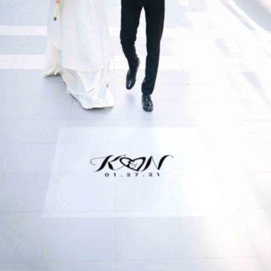 Heart Initial Logo Wedding Floor Decals