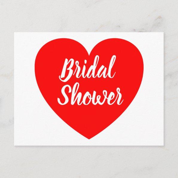 Heart Love Red And White Bridal Shower Wedding Invitation PostInvitations