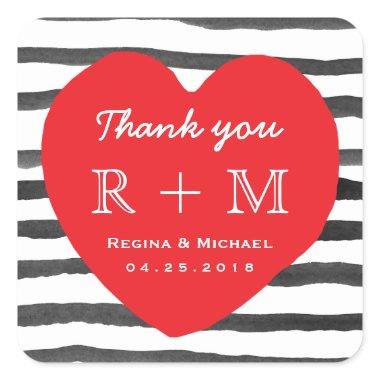 Heart Love Stripe Pattern Wedding Favor Sticker