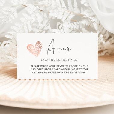 Heart minimalist recipe for the bride to be enclosure Invitations