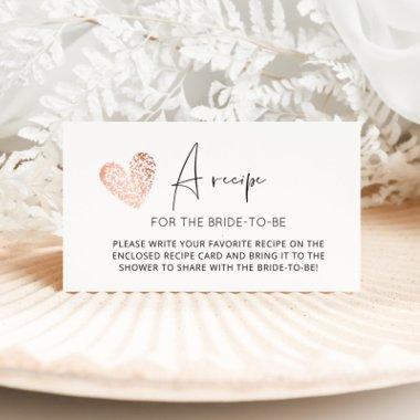 Heart minimalist recipe for the bride to be enclosure