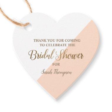 Heart Modern Personalized Peach Fuzz Bridal Shower Favor Tags