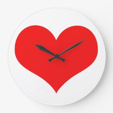 Heart Pattern Red White Cute Valentine's Day Gift Large Clock