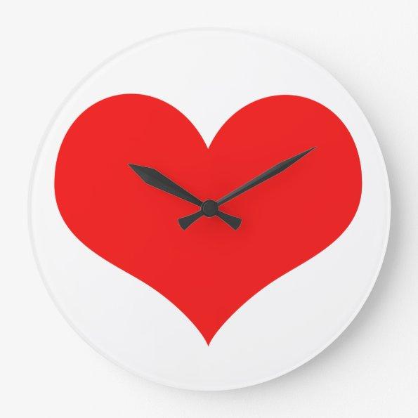Heart Pattern Red White Cute Valentine's Day Gift Large Clock