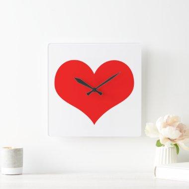 Heart Pattern Red White Cute Valentine's Day Gift Square Wall Clock