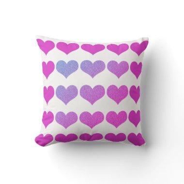 Heart Patterns Pink Purple Glitter Ombre Pretty Outdoor Pillow