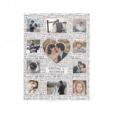 Heart Photo Collage True Love Valentine or Wedding Fleece Blanket