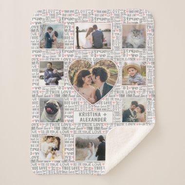 Heart Photo Collage True Love Valentine or Wedding Sherpa Blanket
