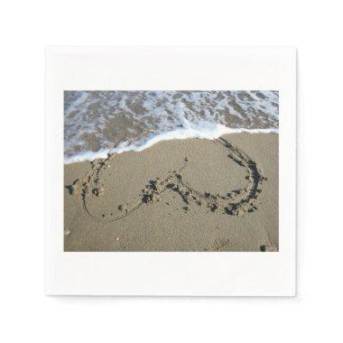 Heart Sand Beach Wedding Paper Napkins