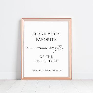 Heart Script Share a Memory Bridal Shower Sign