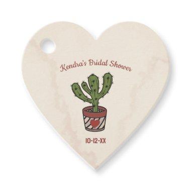 Heart Shape Bridal Shower Personalized Cactus Favor Tags