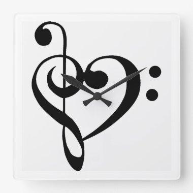 "HEART SHAPED MUSICAL NOTE" CLOCK