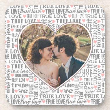 Heart Shaped Photo True Love Valentines or Wedding Beverage Coaster