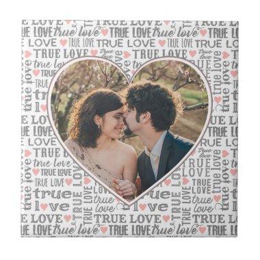 Heart Shaped Photo True Love Valentines or Wedding Ceramic Tile