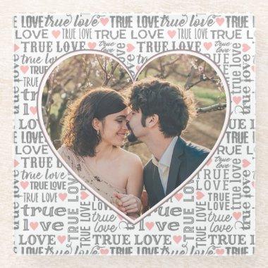Heart Shaped Photo True Love Valentines or Wedding Glass Coaster