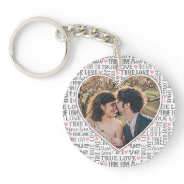 Heart Shaped Photo True Love Valentines or Wedding Keychain